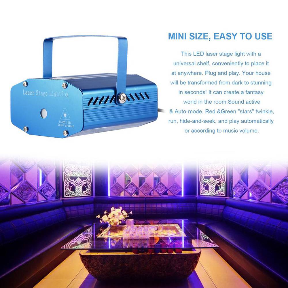 LB-02 LED Laser Projector Mini R&G 110-240V Adjusting DJ Disco Party Stage Light