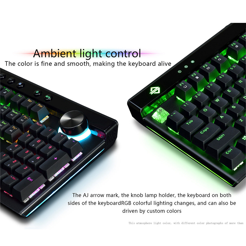 Ajazz AK45 RGB Wired Mechanical Gaming Keyboard Box Black Switches With Dual-mode Knob Wrist Rest 111 Keys - Black