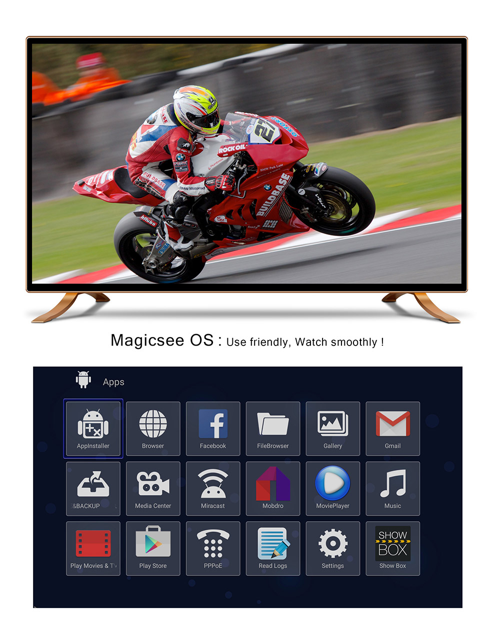 Magicsee Iron Android 6.0 TV Box Amlogic S905X 2GB/8GB 4K WIFI LAN OTA Update HDMI 2.0 Media Player