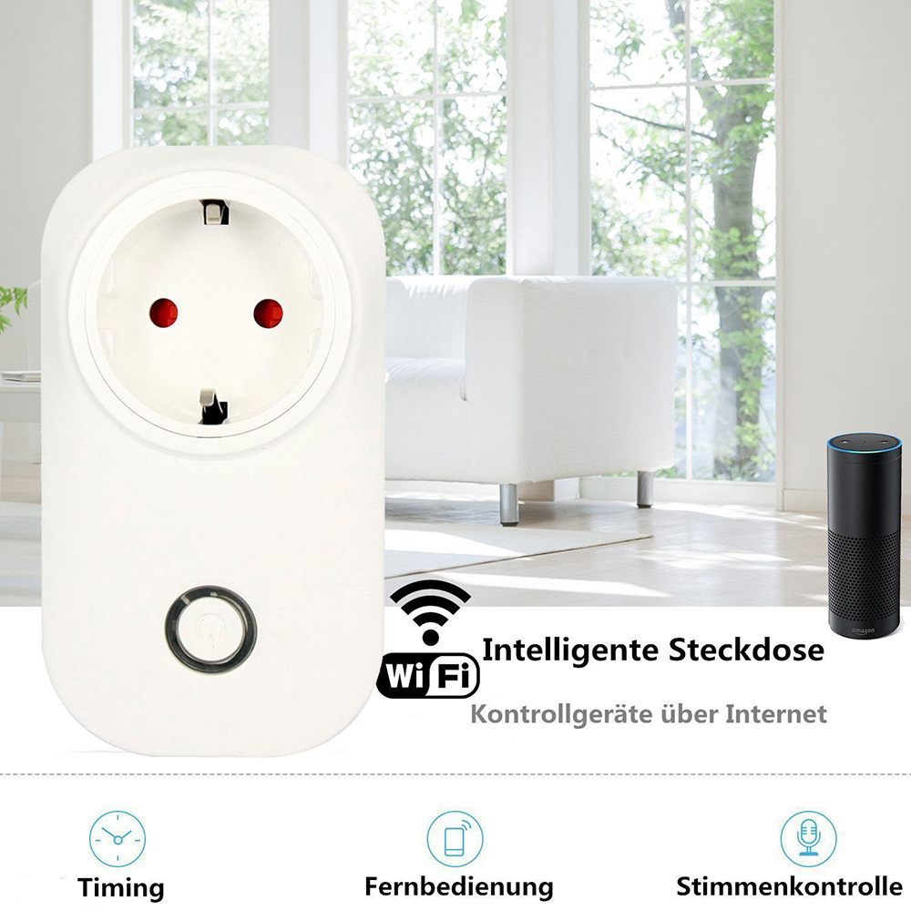 Geekbes EPS-15 Smart WiFi Socket Remote Voice Control Two-way Timing Feedback Smart Home Work with Alexa -White/EU Plug