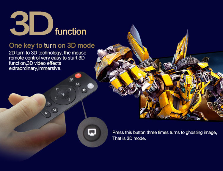 D8S 3D HD Portable Projector Android 1GB/16GB 2.4G/5G WIFI Bluetooth Eshare/Airplay/MiraCast - Silver