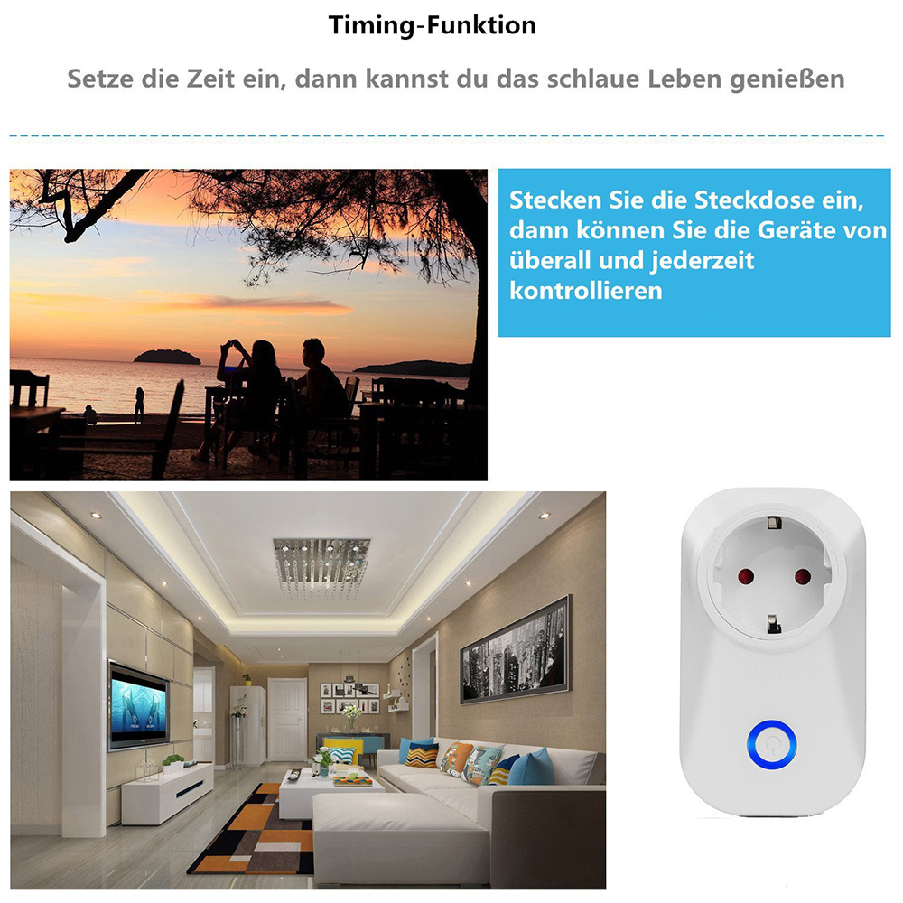 Geekbes EPS-15 Smart WiFi Socket Remote Voice Control Two-way Timing Feedback Smart Home Work with Alexa -White/EU Plug