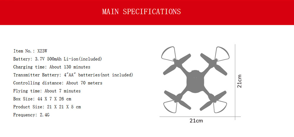 Syma X23W WIFI FPV RC Quadcopter with Camera Headless Altitude Hold Mode RTF - Black
