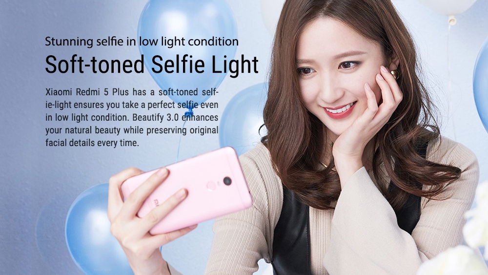 Xiaomi Redmi 5 Plus 5.99 Inch 4G LTE Smartphone 18:9 Full Screen MIUI 9 3GB 32GB Snapdragon 625 Octa Core 12.0MP Cam - Gold