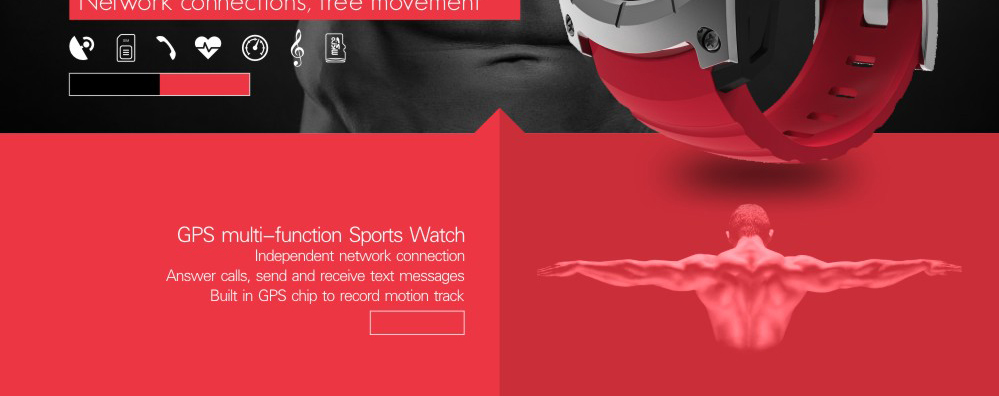 Makibes G05 Smartwatch GPS Bluetooth MTK2503 32GB TF Card SMS Reminder Multi-mode Sports Compatible with iOS Android - Black