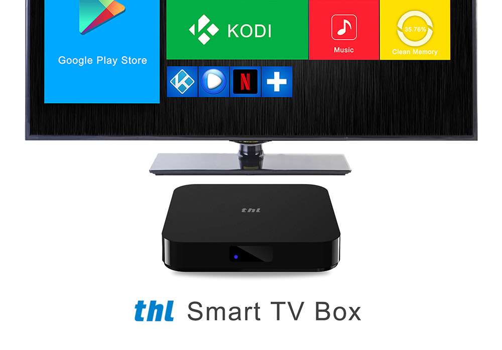 Bundle THL Box1 Pro 4K TV Box Amlogic S905X 2GB/16GB KODI Wifi AC Airplay HDMI Bluetooth4.0 Media Player + Rii i8+ 2.4G Wireless Israel Hebrew Language Keyboard Black