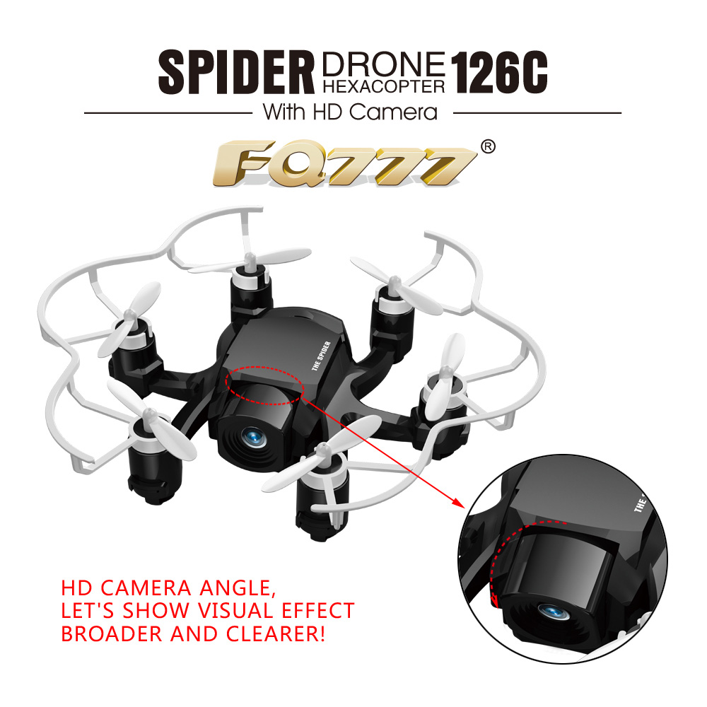 Bundle FQ777-126C MINI Spider Drone RTF White + Extra 3.7V 25C 220mAh Battery