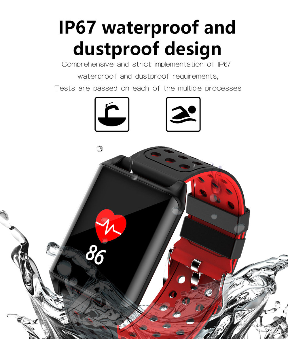 LYNWO M7 Heartrate/Blood oxygen/Blood pressure IP67 Smart Bracelet Fitness For IOS/Android - Black
