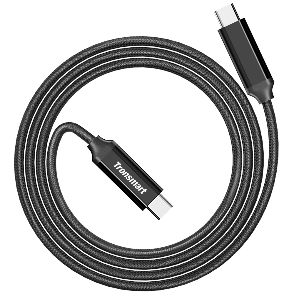 Tronsmart 2 Packs 1m/3.3ft Type-C/Male 2.0 TO Type-C/Male 2.0 Sync & Charging Cable for Type-C Supported Devices - Black