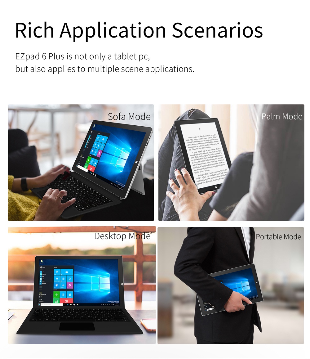 Jumper EZpad 6 Plus Tablet Intel Apollo Lake N3450 Quad Core 11.6 Inch 1920 x 1080 Windows 10 6GB RAM 64GB eMMC - Black+Silver