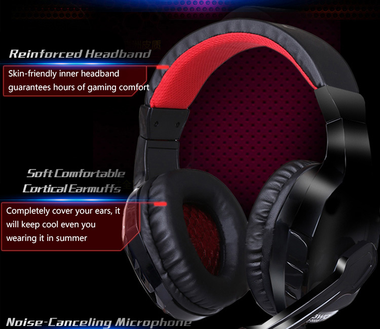 NUBWO No-3000 Gaming Stereo Headset with Microphone and Volume Control - Black and Blue
