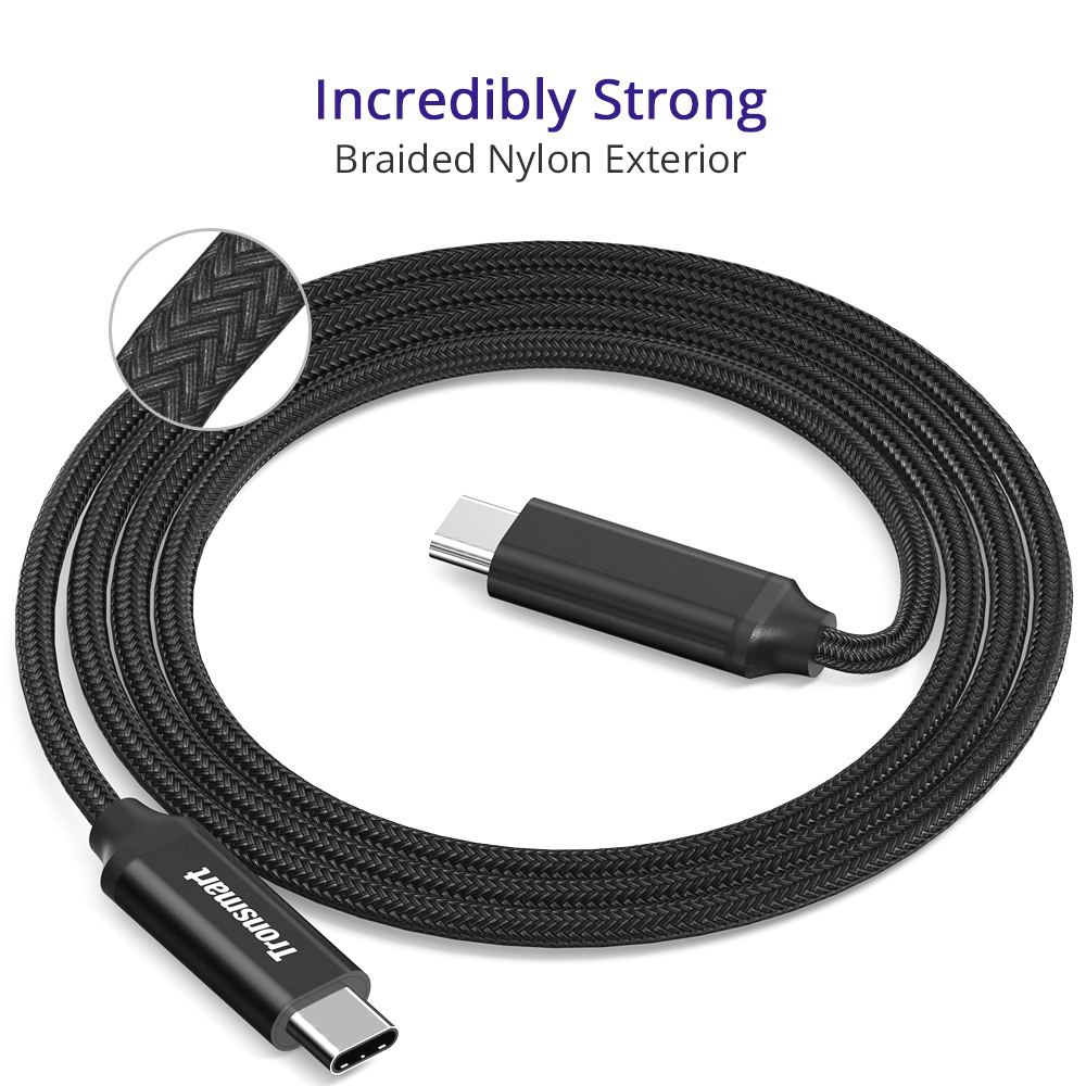 Tronsmart 2 Packs 1m/3.3ft Type-C/Male 2.0 TO Type-C/Male 2.0 Sync & Charging Cable for Type-C Supported Devices - Black
