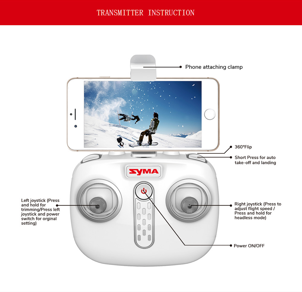 Syma X23W WIFI FPV RC Quadcopter with Camera Headless Altitude Hold Mode RTF - Black