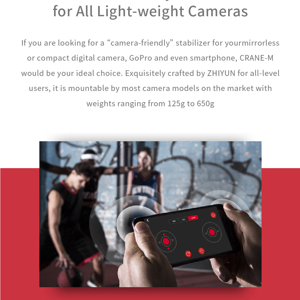 Zhiyun Crane-M 3-Axis Brushless Handheld Gimbal Stabilizer for Mirrorless/Action Cameras