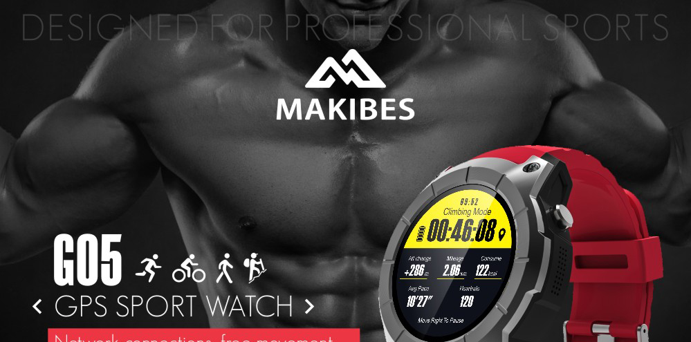 Makibes G05 Smartwatch GPS Bluetooth MTK2503 32GB TF Card SMS Reminder Multi-mode Sports Compatible with iOS Android - Black