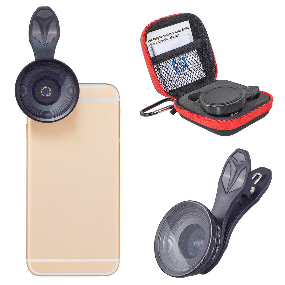 Apexel APL-25SR 10X 25mm Macro Lens & Star Filter Phone Camera Lens - Black