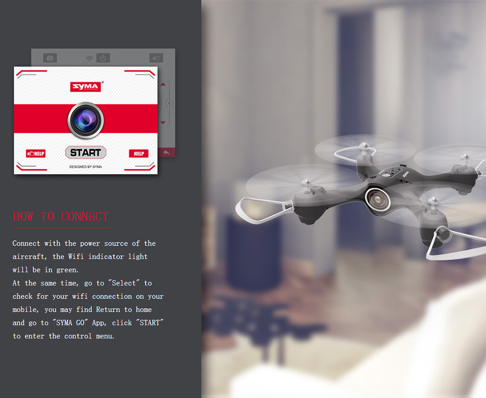 Syma X23W WIFI FPV RC Quadcopter with Camera Headless Altitude Hold Mode RTF - Black