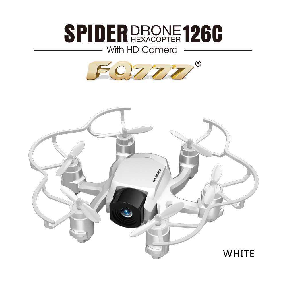 Bundle FQ777-126C MINI Spider Drone RTF White + Extra 3.7V 25C 220mAh Battery