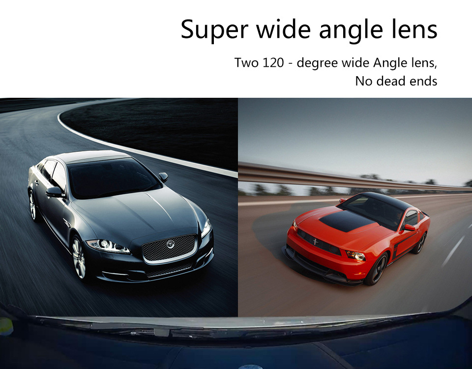 F80 NT96655 2.7 Inch Dash Camera 1080P FHD With Dual Lenses 120 Degree Wide Angle 350 Degree Rotation Night Vision - Grey