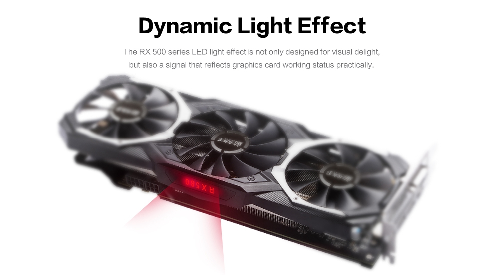 Yeston AMD RX580 8G DDR5 256Bit Graphics Card GPU Three Fans 8000MHz Support DP HDMI DVI PCI-E 3.0 - Black