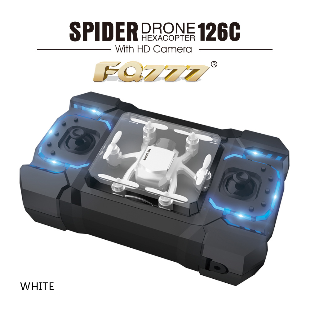 Bundle FQ777-126C MINI Spider Drone RTF White + Extra 3.7V 25C 220mAh Battery