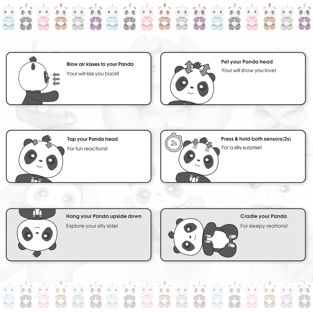 Finger Baby Panda Interactive Intelligent Smart Induction Toys Kids Gift - Black
