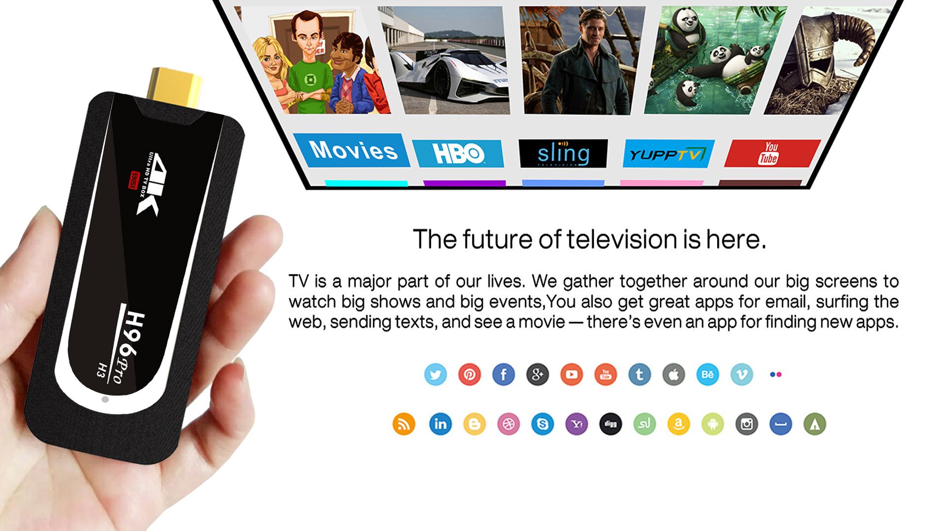 H96 PRO H3 Android 7.1 2GB/16GB Amlogic S905X 4K TV Dongle 2.4G/5G WIFI Bluetooth HDMI HEVC H.265 Decoding VP9 HDR