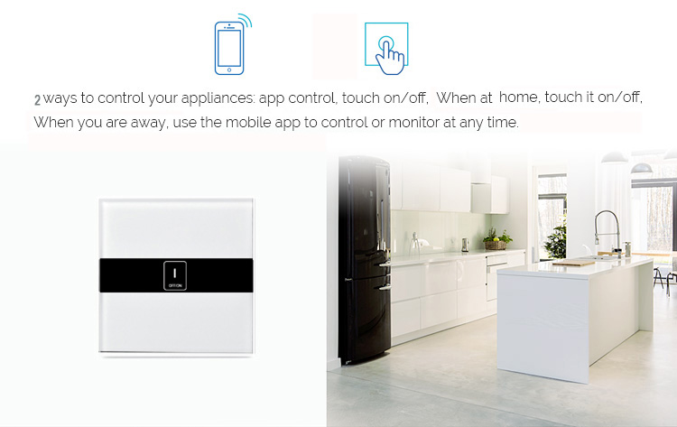 Geekbes WiFi Smart Touch Switch 2 gang Glass Panel Timing APP Control with Amazon Alexa Google Home -White/US Plug