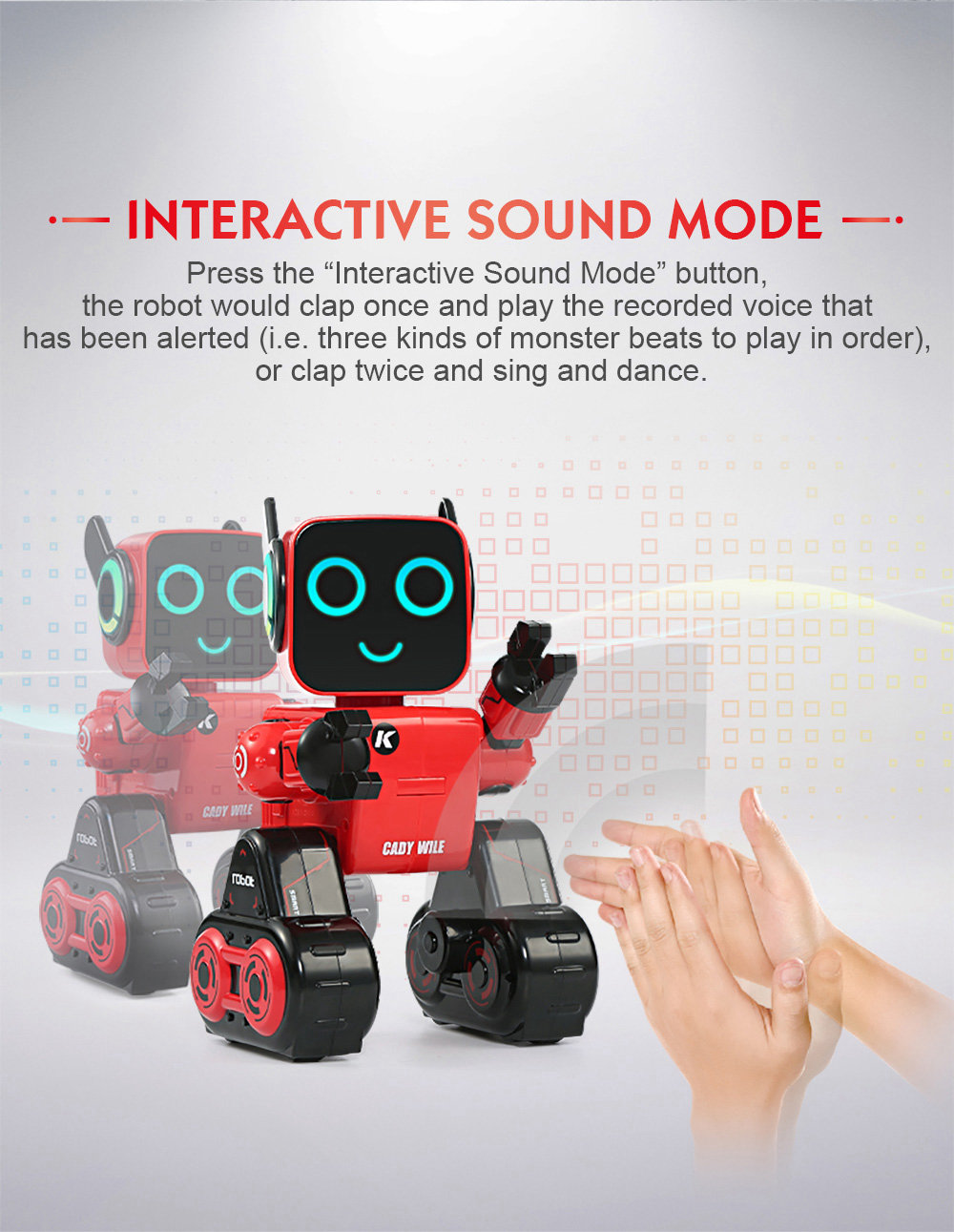 JJRC R4 Cady Wile 2.4G Money Management Sound Interaction Gesture Sensor Control RC Robot - Red