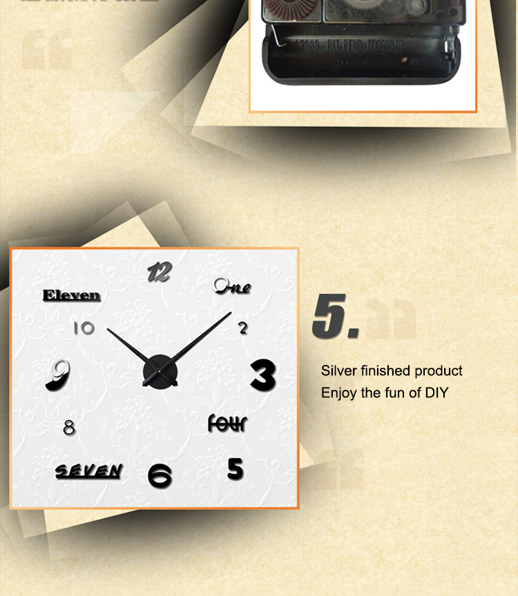 M.Sparkling 3M014 Home Decoration Wall Clock EVA Foam Material DIY Clock -Black+Silver