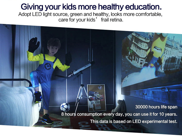 D8S 3D HD Portable Projector Android 1GB/16GB 2.4G/5G WIFI Bluetooth Eshare/Airplay/MiraCast - Silver