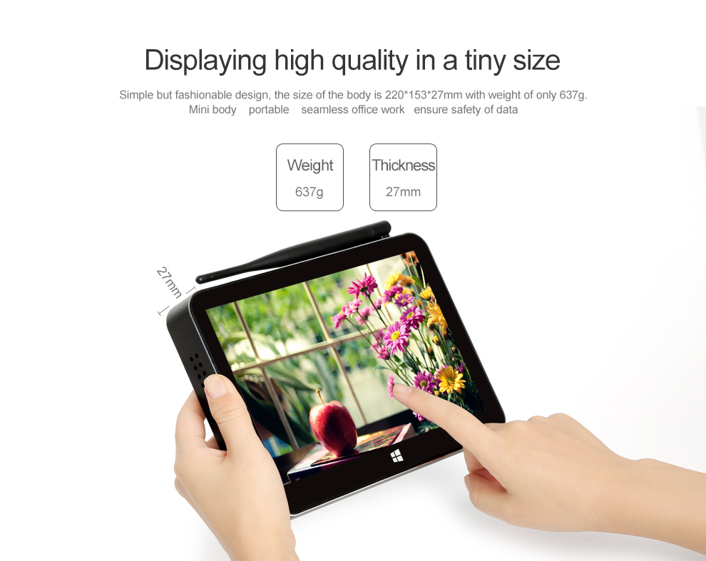 PIPO X11S 8.9 Inch Licensed Windows 10 Android 5.1 Dual OS Mini PC 2GB/32GB Intel Cherry Trail Z8350 WiFi Gigabit LAN Bluetooth HDMI - Black