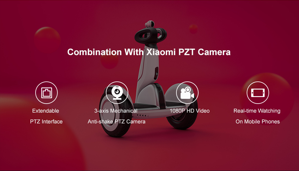 Xiaomi Mi Scooter Plus + Xiaomi PTZ Gimbal Camera 35KM Endurance Alloy Underpan Connect With Camera Automatic Follow - White