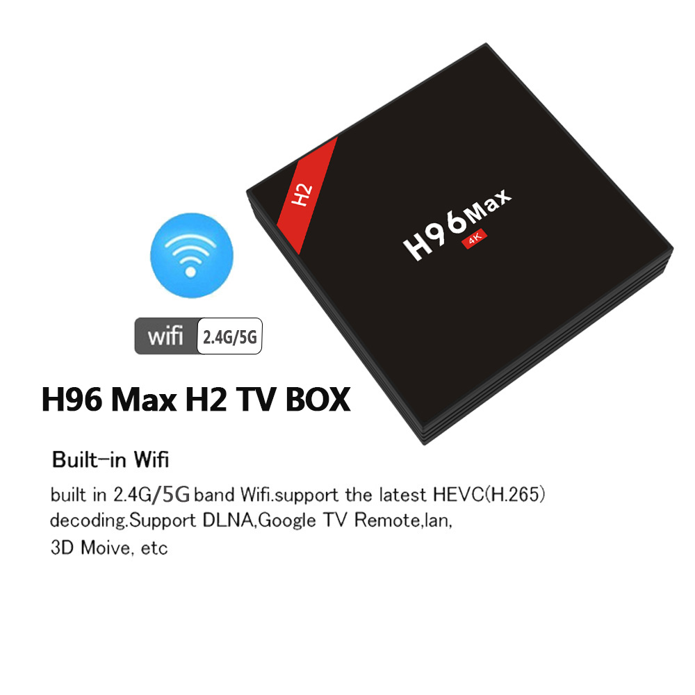 H96 MAX H2 4GB/32GB Android 7.1 RK3328 KODI 17.3 4K TV BOX 2.4G/5G WIFI Blutooth USB3.0 HDMI - Black