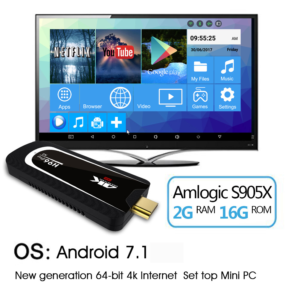 H96 PRO H3 Android 7.1 2GB/16GB Amlogic S905X 4K TV Dongle 2.4G/5G WIFI Bluetooth HDMI HEVC H.265 Decoding VP9 HDR