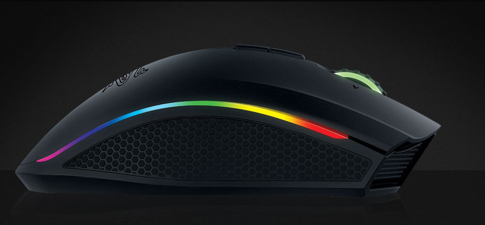 Razer Mamba Chroma Professional Grade Wired/Wireless Ergonomic Gaming Mouse eSports 16000 DPI Sensor Side Buttons - Black