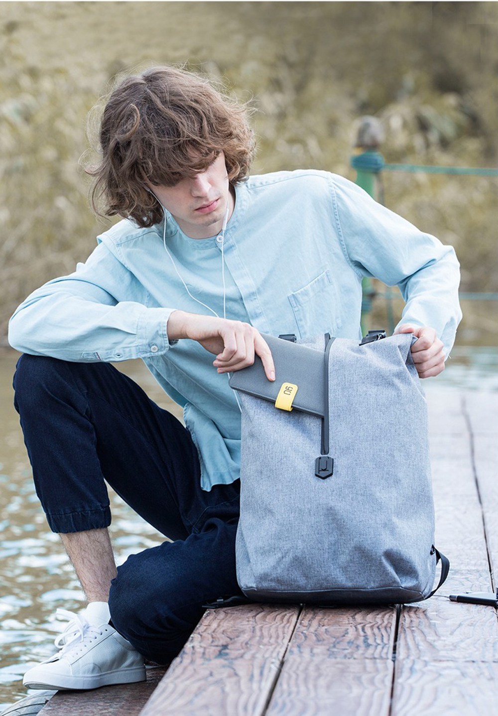 Xiaomi 90 Minutes Outdoor Leisure Backpack Retro Design Bag 14-inch Computer Bag - Gray