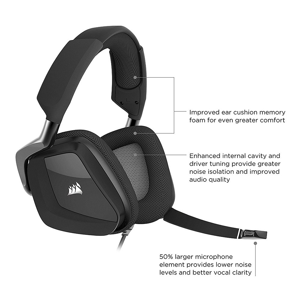 CORSAIR VOID PRO RGB USB Gaming Headset 50mm Drivers Dolby 7.1 Surround Sound for PC - Black