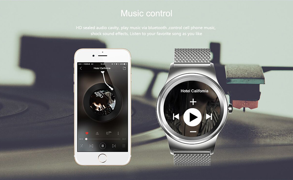 SMA 09 Smartwatch MTK2502C-ARM7 Chip Bluetooth Heart Rate Monitor Message Notification Smart Gesture Stainless Steel Band - Black