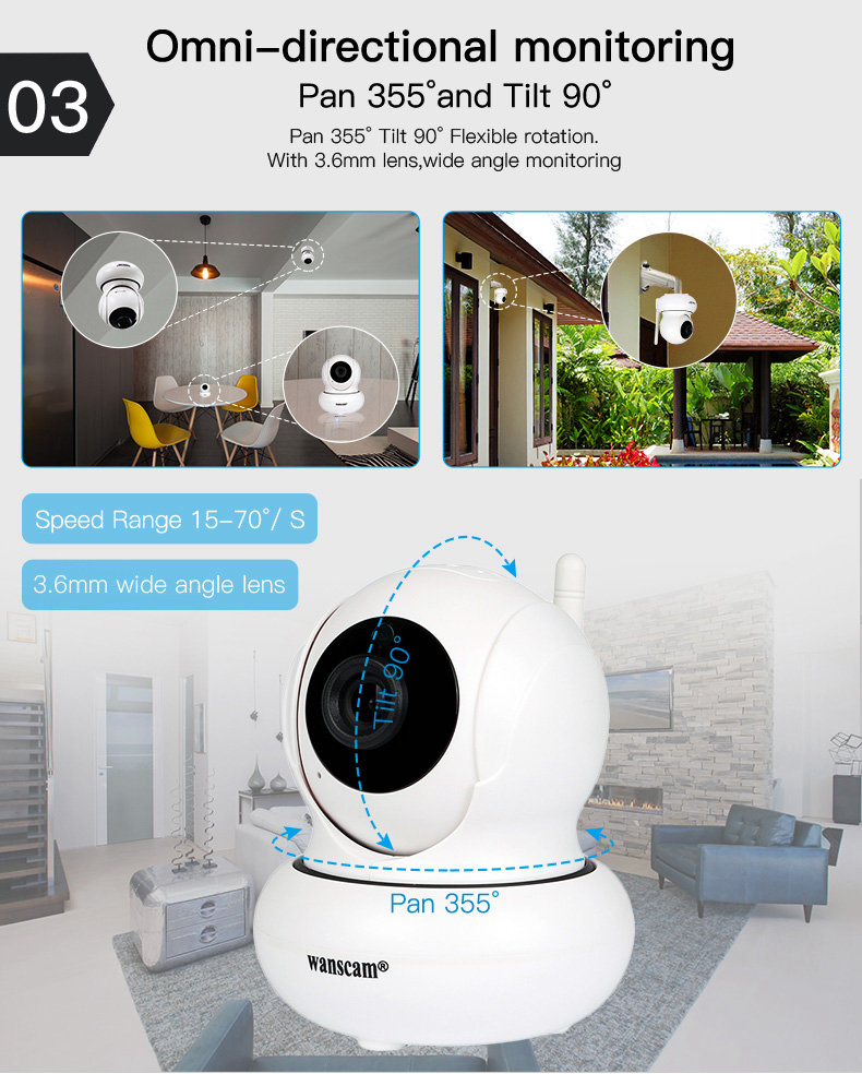 Wanscam HW0021 WiFi 720P IP Camera P2P 1.0MP Two-way Audio Onvif 2.1 Built-in IR Cut Night Vision Security Camera -Wh