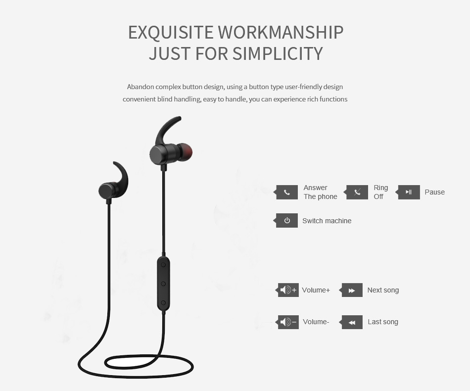 Binai A1 Wireless Bluetooth Headphones with Mic Smart Voice Magnetic Adsorption - Gray