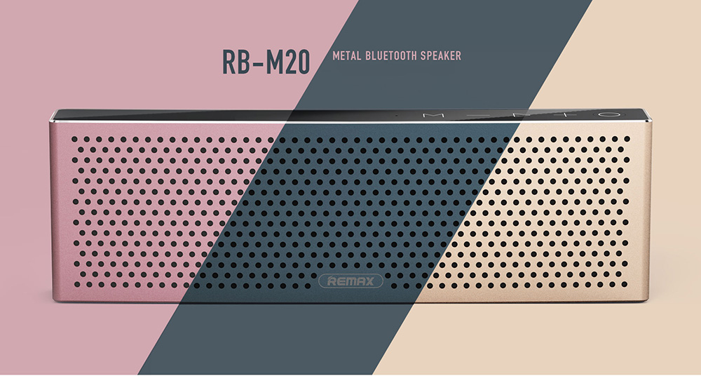 REMAX RB-M20 Metal Bluetooth Speaker Stereo Bass 3D Sound with Mic TF Port AUX - Pink