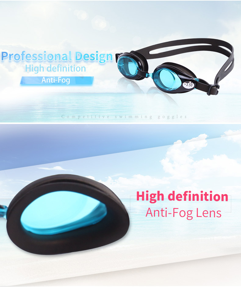 Whale OTP-6000 Prescription Swim Goggles(Prescription 2.0-7.0 Diopters)Anti-fog UV Protection Leakproof Swimming Glasses for 4.0 Diopter - Black