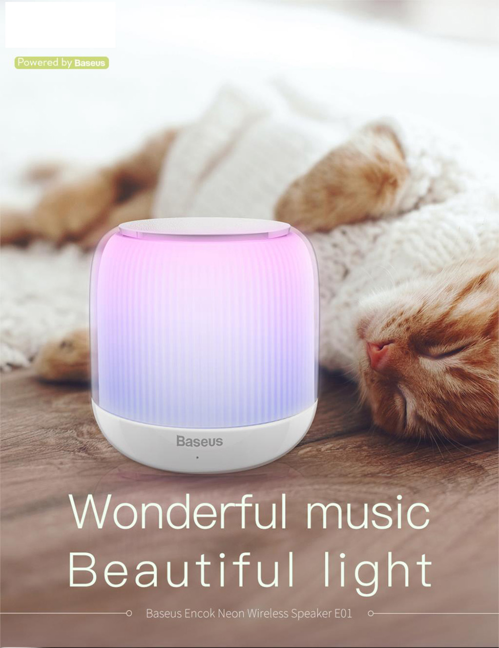 Baseus E01 Bluetooth Speaker Wireless Audio Bluetooth 4.2 1000mAh Lithium-ion Battery USB Charging -White