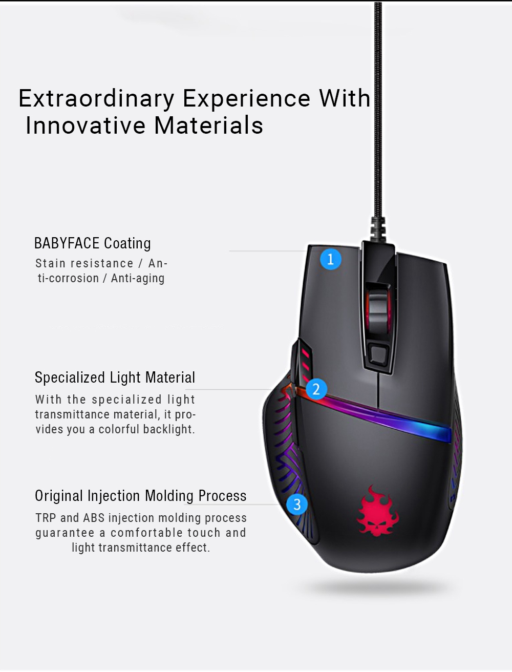 Xiaomi Mijia Blasoul Y720 Wired Gaming Mouse OMRON Switch RGB Backlights PMW3360 12000DPI - Black