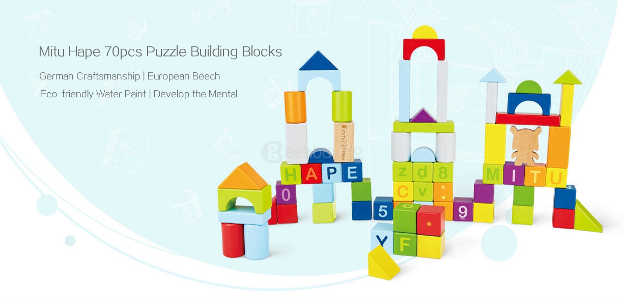 Xiaomi Hape 70PCS Puzzle Building Blocks 26 Letters 10 Numbers Educational Toys