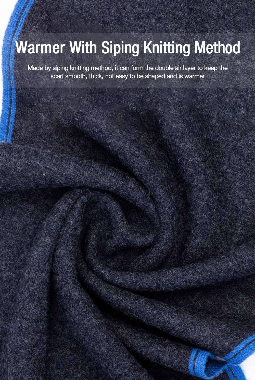 Xiaomi Mijia 90 Minutes Men Women Double-sided Scarf Worsted Pure Wool - Grey + Blue