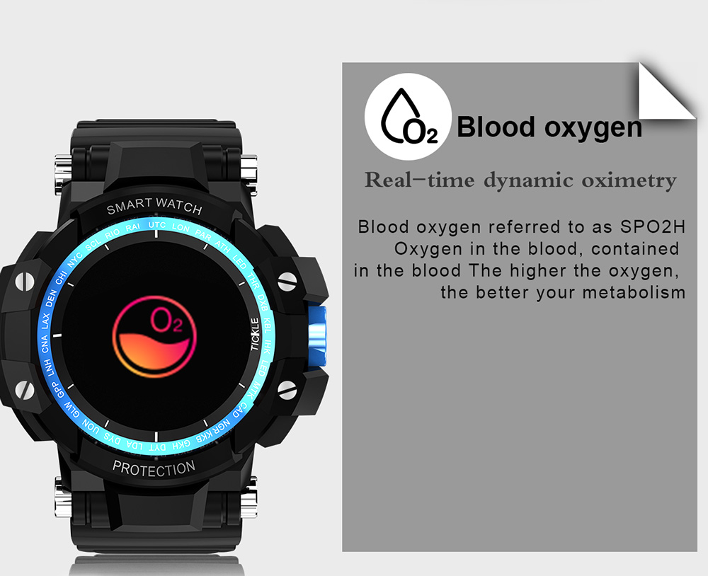GW68 Smartwatch IP67 Water Resistant Blood Pressure Blood Oxygen Heart Rate Monitor Sports Watch Compatible With Android IOS - Black