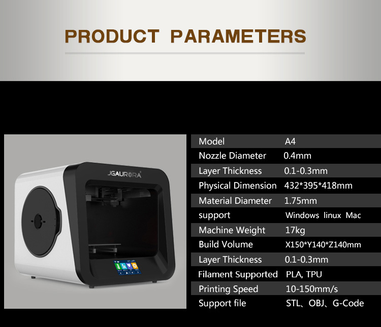 JGAURORA A4 3D Printer LCD Touch Screen APP Control - Blue