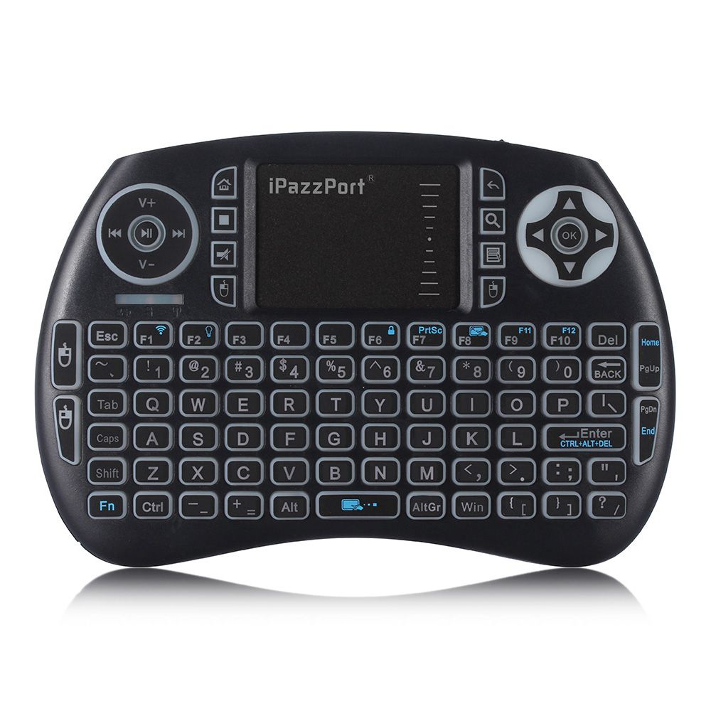 IPazzPort KP-810-21S-3 Mini 2.4GHz Wireless Backlit Keyboard Air Mouse Remote Control Touchpad - Black